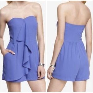 Express Periwinkle Blue Strapless Sweetheart Ruffle Front‎ Romper Size 2 New $80
